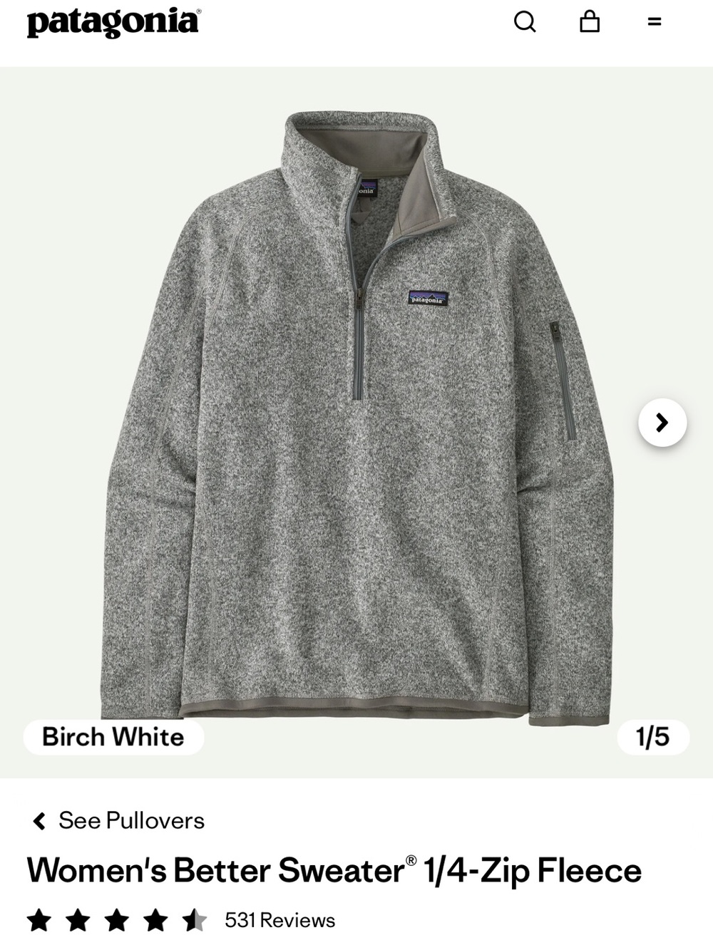 Patagonia Grey Heather 1/4-Zip Better Sweater Pullover